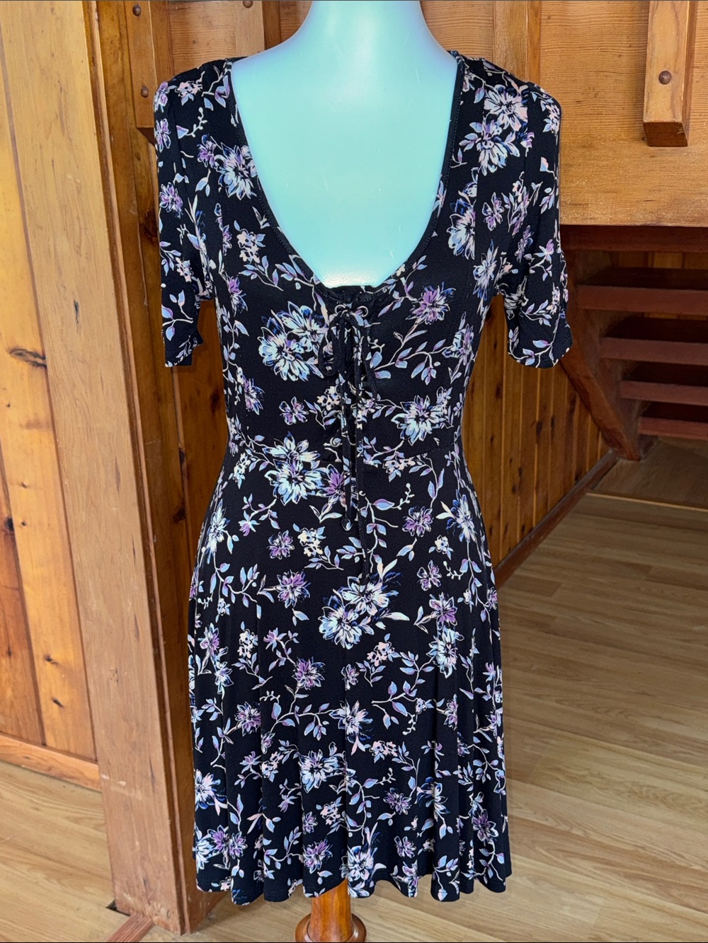 American Rag Size Small S NEW NWT Black Floral Tie-Front Women’s Dress